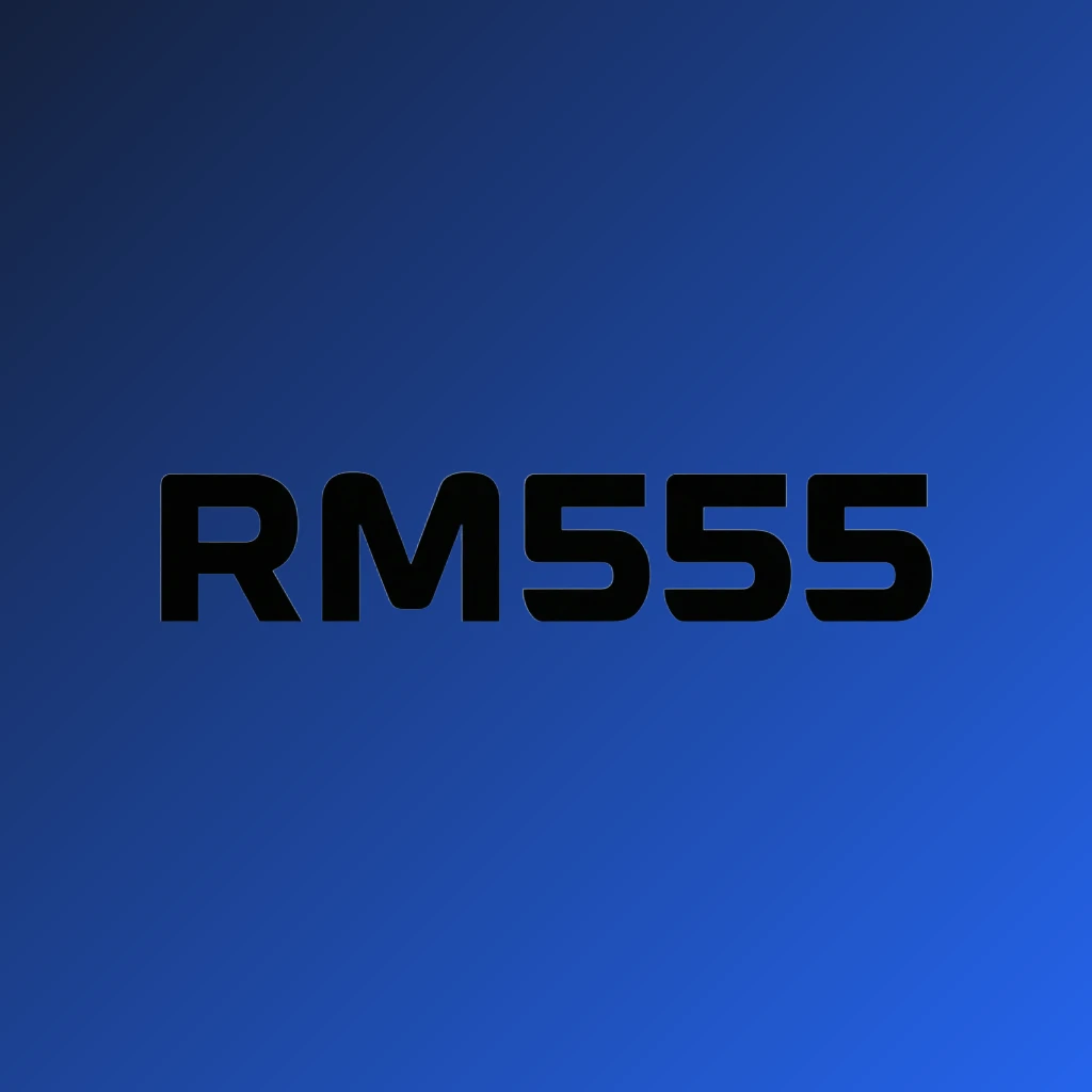 RM555 logo design featuring modern premium style with bold typography and clean vector look in a balanced horizontal rectangular wordmark suitable for website header RM555 logo design featuring modern premium style with bold typography and clean vector look in a balanced horizontal rectangular wordmark suitable for website header